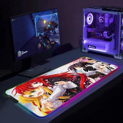 RGB High school dxd Computer Luminous Gaming MousePad rainbow Colorful Glowing LED Extended Illuminated Keyboard Non-Slip Mat