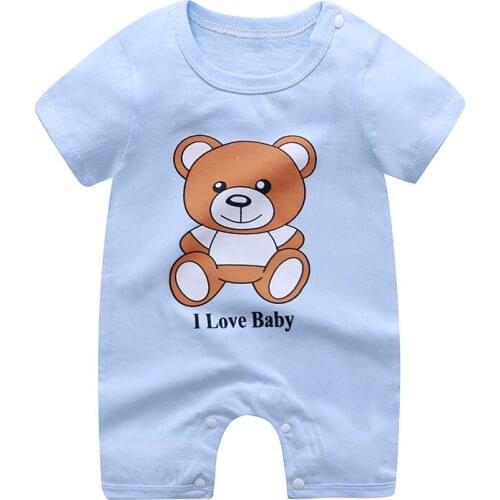 Newborn Baby Summer Rompers Cotton Infant Short Sleeve One-piece Set Baby Jumpsuit Cartoon Bear Baby Boys Girls Clothes