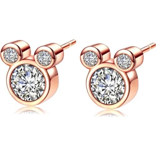 WANGAIYAO cute earrings ladies fashion simple and sweet new zircon mouse ear jewelry