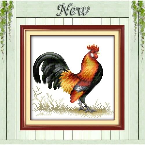 Golden Chicken crowing cock decor painting Counted Print on canvas DMC14CT 11CT DIY Cross Stitch Needlework Kits Embroidery Sets