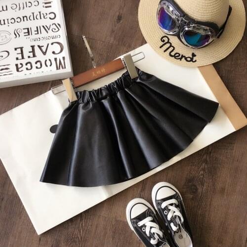 2021 New Spring Autumn winter Girls Kids Leather PU Skirt Princess Cute Baby Children Clothing Miniskirt