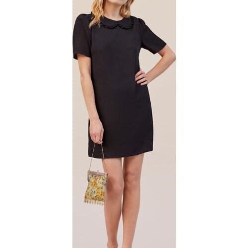 New ladies black dress sweet doll collar girl dress fashion casual straight mini dress