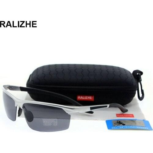 RALIZHE Brand Mens Womens HD TAC Polarized Sunglasses Aluminum Magnesium Alloy Sport Designer Sun Glasses UV400 Half Frame