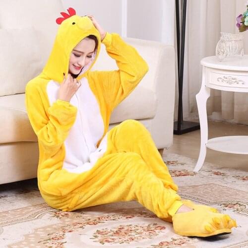 Flannel Chicken Onesies For Adults Animal Pajamas Men Women Sleepwear Fancy Suits Cartoon Animal Halloween Cosplay Costume