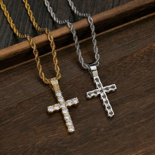Fashion Female Cross Pendant Dropshipping Gold Sliver Color Crystal Jesus Cross Pendant Necklace Jewelry For Men/Women Wholesale