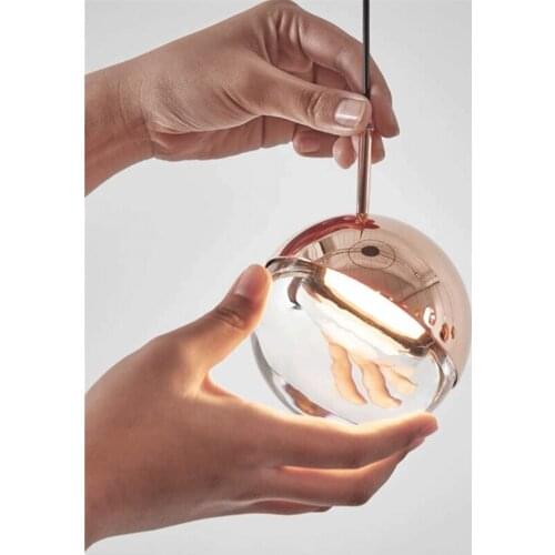 Post- Modern Pendant Lights Hanging Metal Ball Glass Lamp Nordic Simplicity Home Decor Lighting Bedroom Bedside Light Fixture