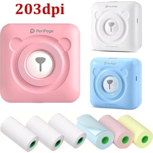 PeriPage A6 Mini Portable Thermal Printer Pocket 203 DPI Photo Thermal Printer for Bluetooth Android iOS Label Sticker Machine