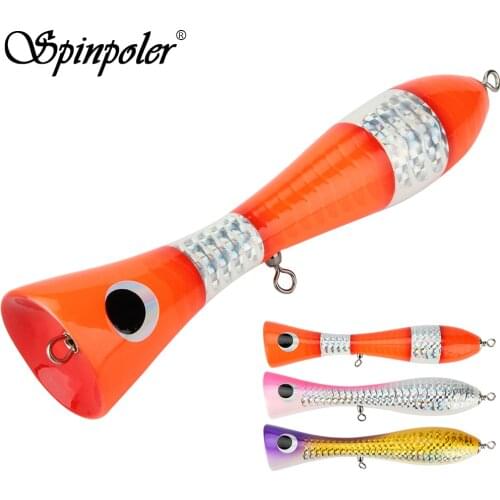 Spinpoler 1PCS Stickbait GT Surface Trolling wood Popper fishing Lure 147g/240mm free shipping Handmade hard bait Tackle China