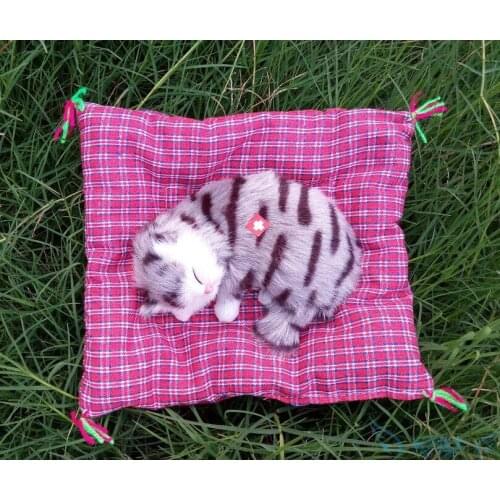 About 14x11cm simulation gray stripe toy polyethylene & fur cat model 108