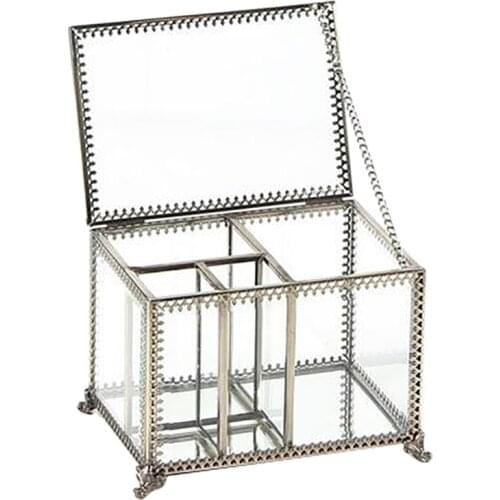 Transparent Glass Ring Box Cosmetic Storage Box Clear Glass Jewelry Box Jewelry Organizer Holder Tabletop Contain