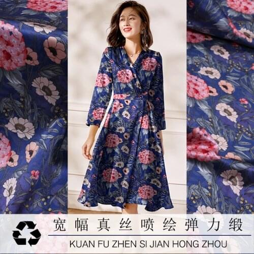 Summer Wide Mulberry Silk 19mmi Stretch Satin Digital Printing Silk Fabric Soft And Smooth Satin Cheongsam Fabric