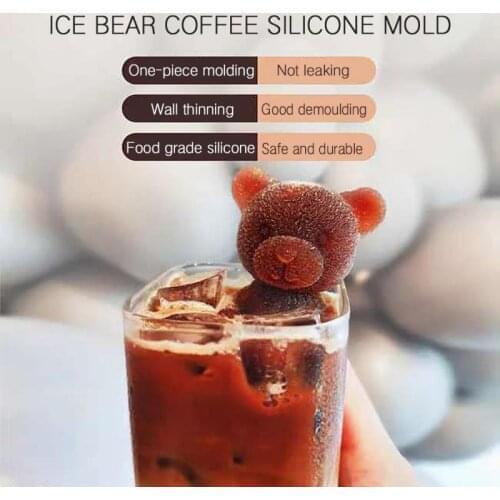 Silicone Mold Bear Shape Maker Chocolate Cake Mould Candy Dough Mold For Coffee Milk Tea Fondant Whiskey Ice Mold