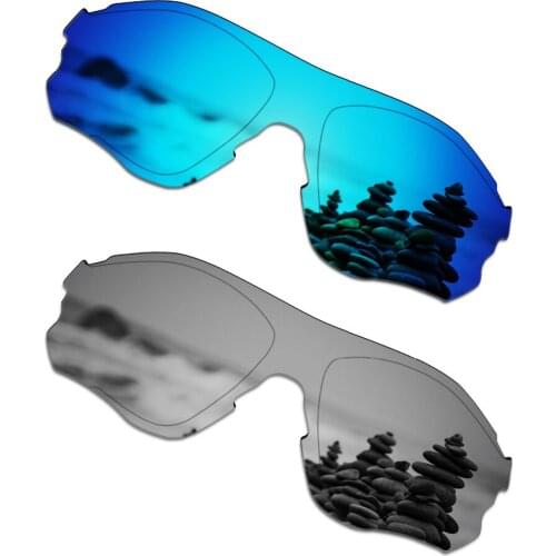 SmartVLT 2 Pieces Polarized Sunglasses Replacement Lenses for Oakley EVZero Path Ice Blue and Silver Titanium