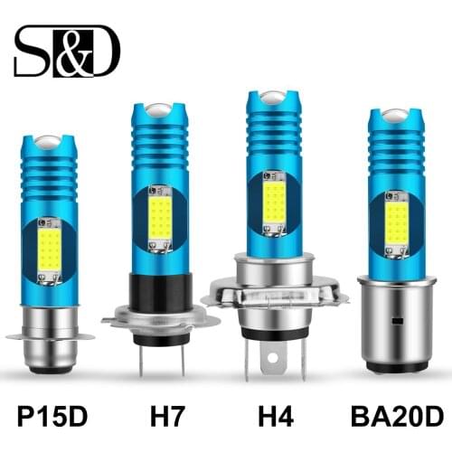 1pc Super Bright Motorcycle Headlight H7 P15D H6 BA20D LED H4 LED COB RGB Changable Lamps 80W 12V 24V Motorbike Accessories