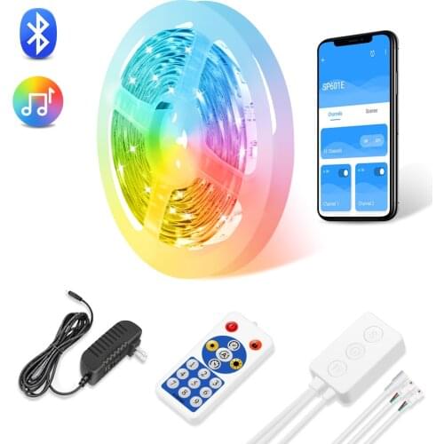 LED Strip Lights RGB-IC Bluetooth Color Changing Rainbow LED Lights APP Control Smart Music Lights for Bedroom, Room,Party