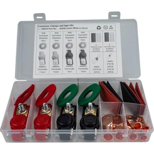 Universal Quick Release Battery Terminals Clamps with Anti-Corrosion Protectors Washers and Heat Shrink Tube Assortment Kit