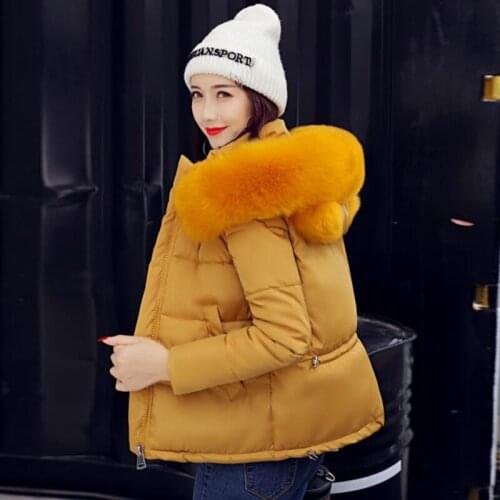 Women Fashion New Style Parkas Mujer Winter Padded Jacket Woman Slim White Overcoats Lady Leisure Jacket Yellow Hooded Warm Coat