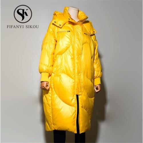 Long Down Jacket Women 2019 Winter Zipper Hooded Parkas Thick Windproof Snow Overcoat Female Loose Warm White Duck Down Coat