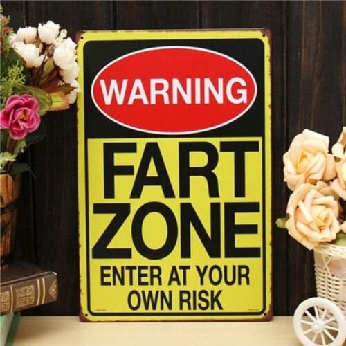 New Arrival Retro Metal Tin Sign Fart Zone Sheet Home Decor Shop Pub Wall Art Painting Metal Decoration