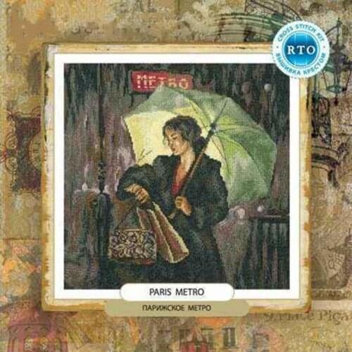 Gold Collection Lovely Counted Cross Stitch Kit Paris Metro Woman Lady Girl with Umbrella at Night rto
