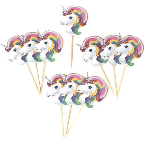 10pcs Unicorn Horse Cupcake Topper pick Wedding Decoration Baby Shower Birtay Party Supplies Cake Baking Party Decoration