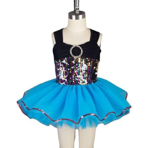 19030 Dance Favourite New Kids Ballet Tutu Stage Costumes Sequin Bodice Top with Light Sea Blue Tulle Tutu Dancewear