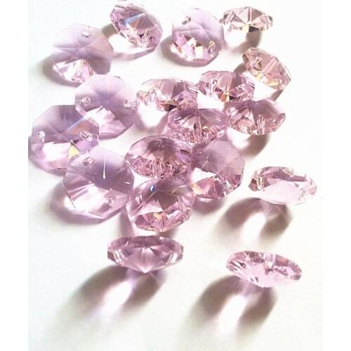 2000Pcs/lot 14M Pink Octagonal Crystal Beads DIY Romantic Window beads curtain accessories crystal chandelier Parts