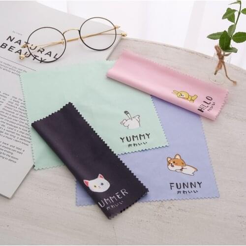 4pcs Cartoon Animal Cleaner Clean Glasses Lens Cloth Wipes for Camera Computer for Sunglasses Microfiber Eyeglass Cleaning Cloth