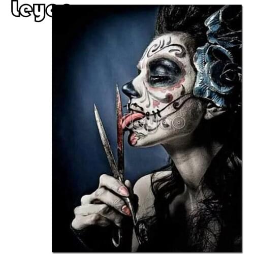 5d diamond painting skull girl diy full square drill diamond embroidery round diamond mosaic cannibal woman DIY rhinestone paint