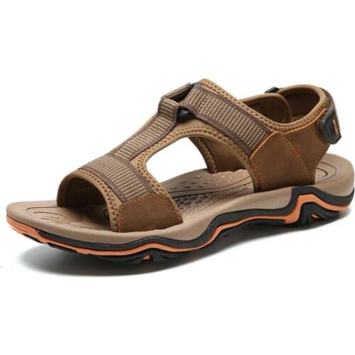 AIKE Asia hot summer new mens leather sandals fashion brand mens casual shoes mens beach shoes mens high quality sandals men