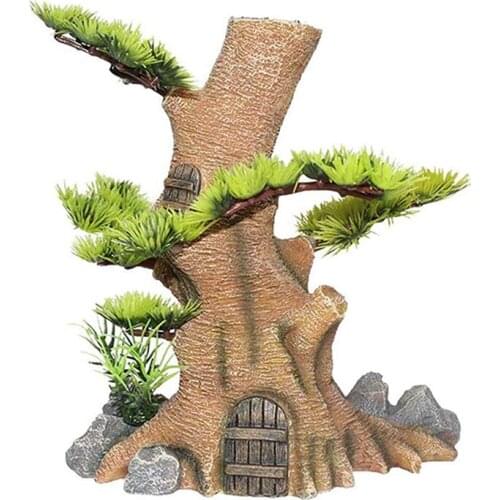 Aquarium Resin Tree Trunk Bubble Decorations Fish Tank Decaying Tree Root Ornament Log Driftwood Betta Hideouts House
