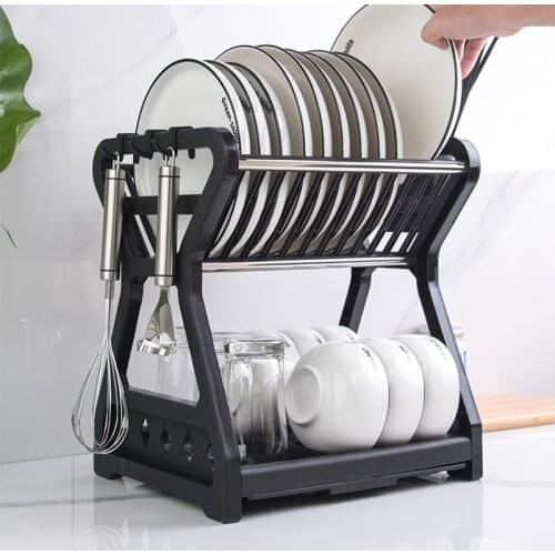 Household Kitchen Supplies Kitchen Dish Drying Rack Kitchen Utensils Dish Drain Rack Double-Layer Dish Filter Rack Storage Rack