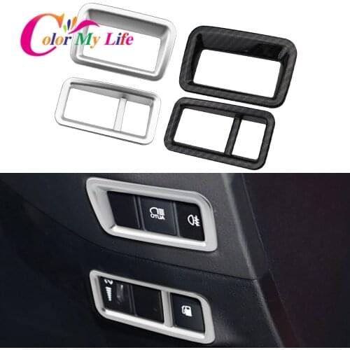 Color My Life Fog Lights Switch Cover Tank Button Trim Headlight Switch Circle Sticker for Toyota C-HR CHR 2016-2020 Accessories