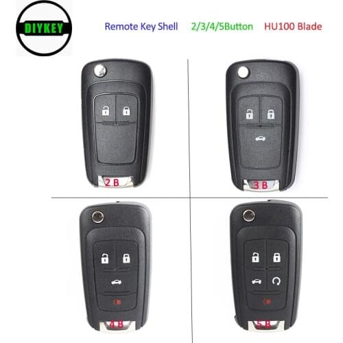 DIYKEY Smart Remote Key Shell 2 / 3 / 4 / 5 Button Key Case Replacement for Chevrolet/Opel/Buick HU100 Blade