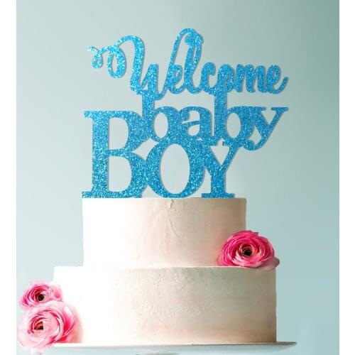 Welcome Baby Boy Cake Topper, Baby Shower, Baby Boy, Glitter, Cake Decor, Custom Cake Topper, Event Decorations