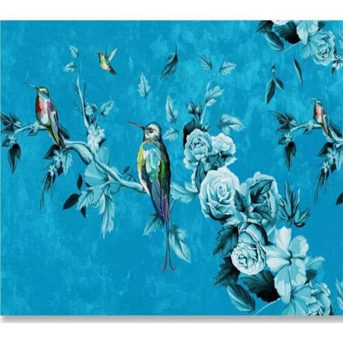 Wallpapers YOUMAN Custom Photo Wallpaper Baby Room Decor Blue Pattern Wallpaper Bird Bedroom Wall Designs Girls Room Decor Mural