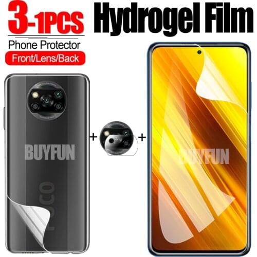 For Xiaomi Poco X3 NFC Hydrogel Film/Camera Glass/Phone Back Cover Protective Film For Xiomi Poco M3 Soft Water Gel Safety Film