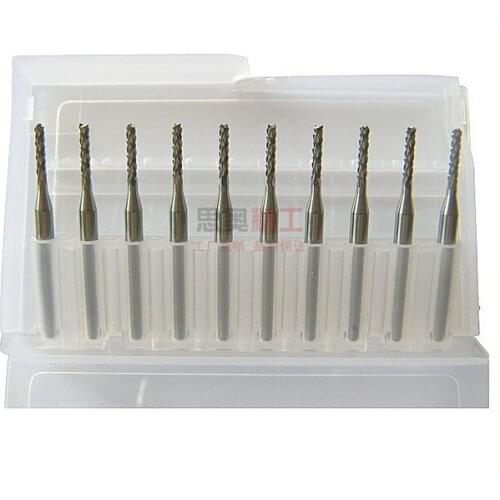 10PC 0.8/0.9/1/1.1/1.2/1.3/1.4/1.5/1.6/1.7/2.5mm Corn milling cutter tungsten steel tungsten carbide mini end mill engraving CNC