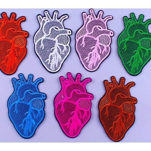 Colorful Heart Patches Embroidered Patches For Clothing Iron On Patches Stripe On Clothes Men Jacket Apparel Applique DIY Badges