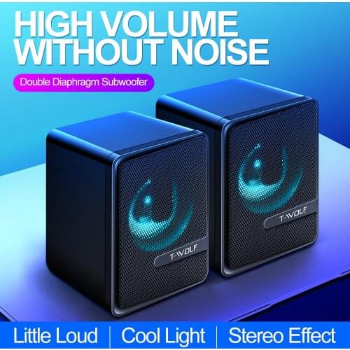 Mini Dual Wired Computer Speakers Bass 3.5mm USB Stereo Subwoofer Colorful LED Light For Laptop DVD Mp3 Mp4 LoudSpeaker Soundbar