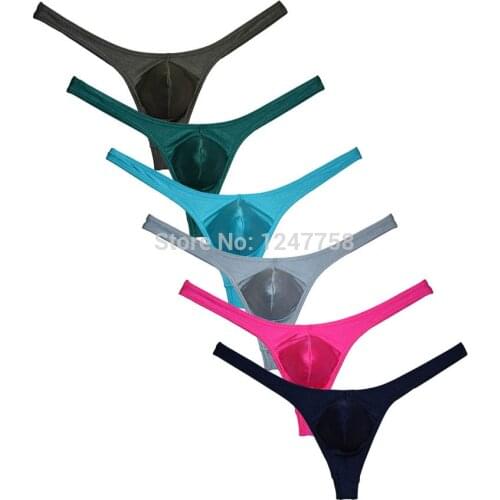 Men Pouch Thongs Gay Underwear Male Mini Shiny Elastic Tangas Sexy Bikini T-back Jockstrap SDtringi Meskie