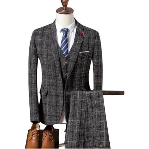 Jacket+Vest+Pants)Men Slim Fit Suits mens Wedding Suits With Pants Business Mens Formal Wear Gentleman Suit Formal Suits Men