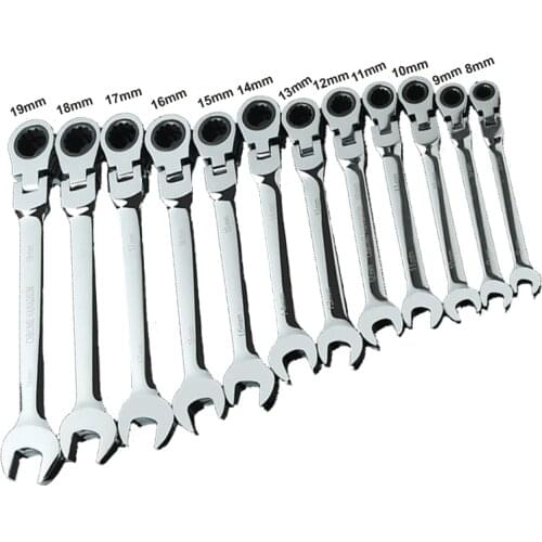 8-13mm Flexible Head Ratchet Spanner Combination wrench set Activities Ratchet Gears Wrench ratchet handleChrome Vanadium D38A