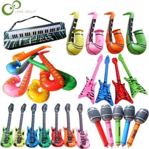Pvc inflatable guitar saxophone microphone instrument birthday music Concert party decoration Musical Instruments balloon YJN