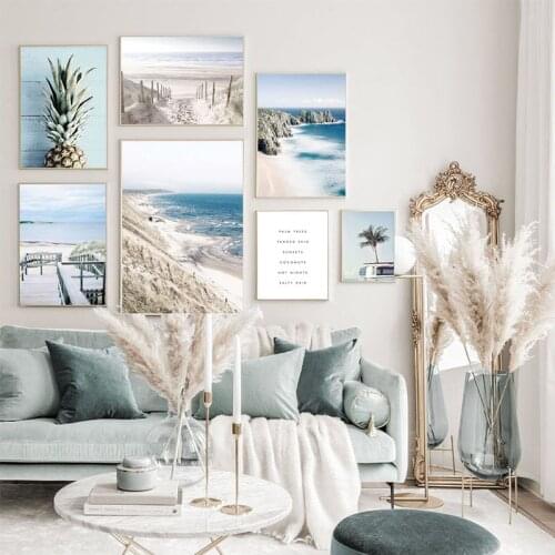 Pineapple Blue Tropical Beach Van Coconut Tree Wall Art Canvas Painting Nordic Posters And Prints Wall Pictures For Living Room