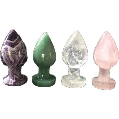 Natural rose quartz carvings crystal anal plug healing gemstone stones for sale
