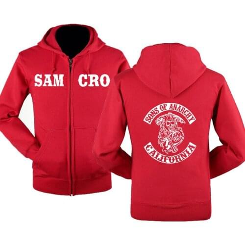 SOA Sons of anarchy the child new Fashion SAMCRO Men Sportswear Zipper Hoodies Male Casual Sweatshirt Fleece Hip Hop Warm Hoody