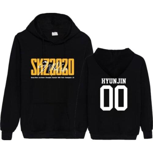 New Arrival K POP Kpop Straykids Stray Kids Skz2020 Album Same Member Name Printing Hoodies Unisex Fleece Pullover Sweatshirt
