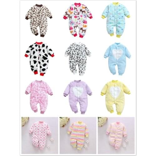 Baby Boy Girl Thick Rompers Warm Winter Newborn Infant Baby Leopard Carto Fleece Romper Jumpsuit Soft Pajamas Clothes Costumes