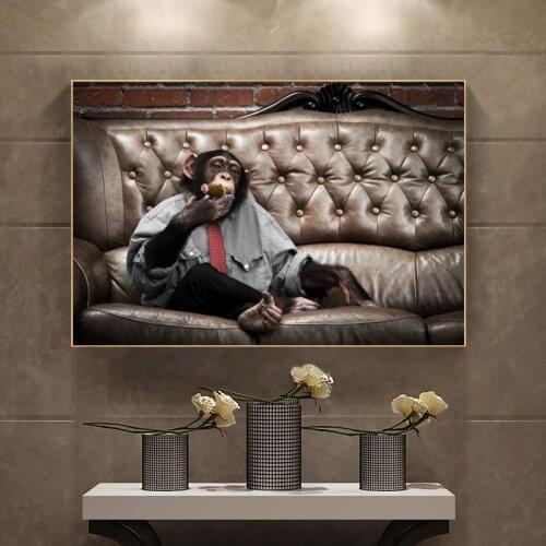 SELFLESSLY ART Singing Monkey Cool Posters Canvas Prints Wall Art for Living Room Home Decor Gorilla Animal Painting NO FRAME